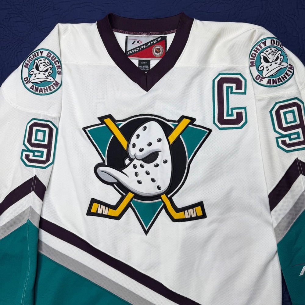 Vintage Mighty Ducks of Anaheim Paul Kariya #9 NHL Jersey Pro Player White Men M
